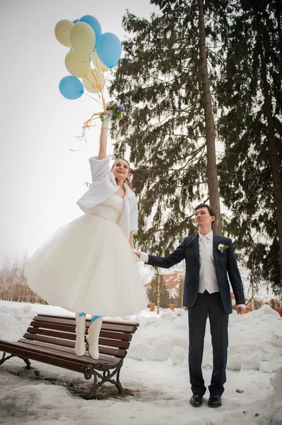 Gelin ve damat kışın Park