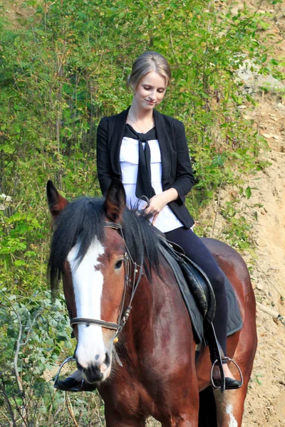 Chica y caballo . Fotos De Stock