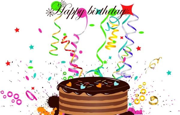 Pastel de cumpleaños — Vector de stock