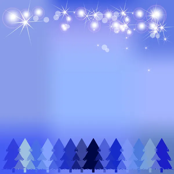 Starry night forest vector background — Stock Vector