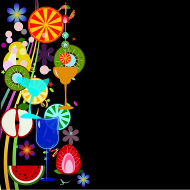 siyah zemin parlak meyve