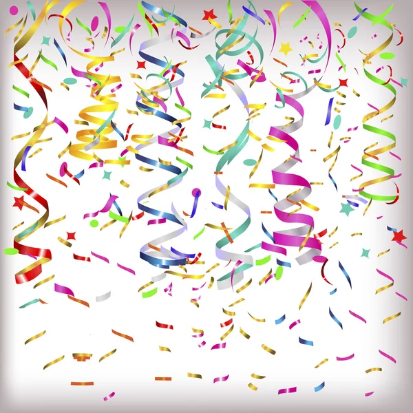 Verjaardag achtergrond confetti en streamer — Stockvector