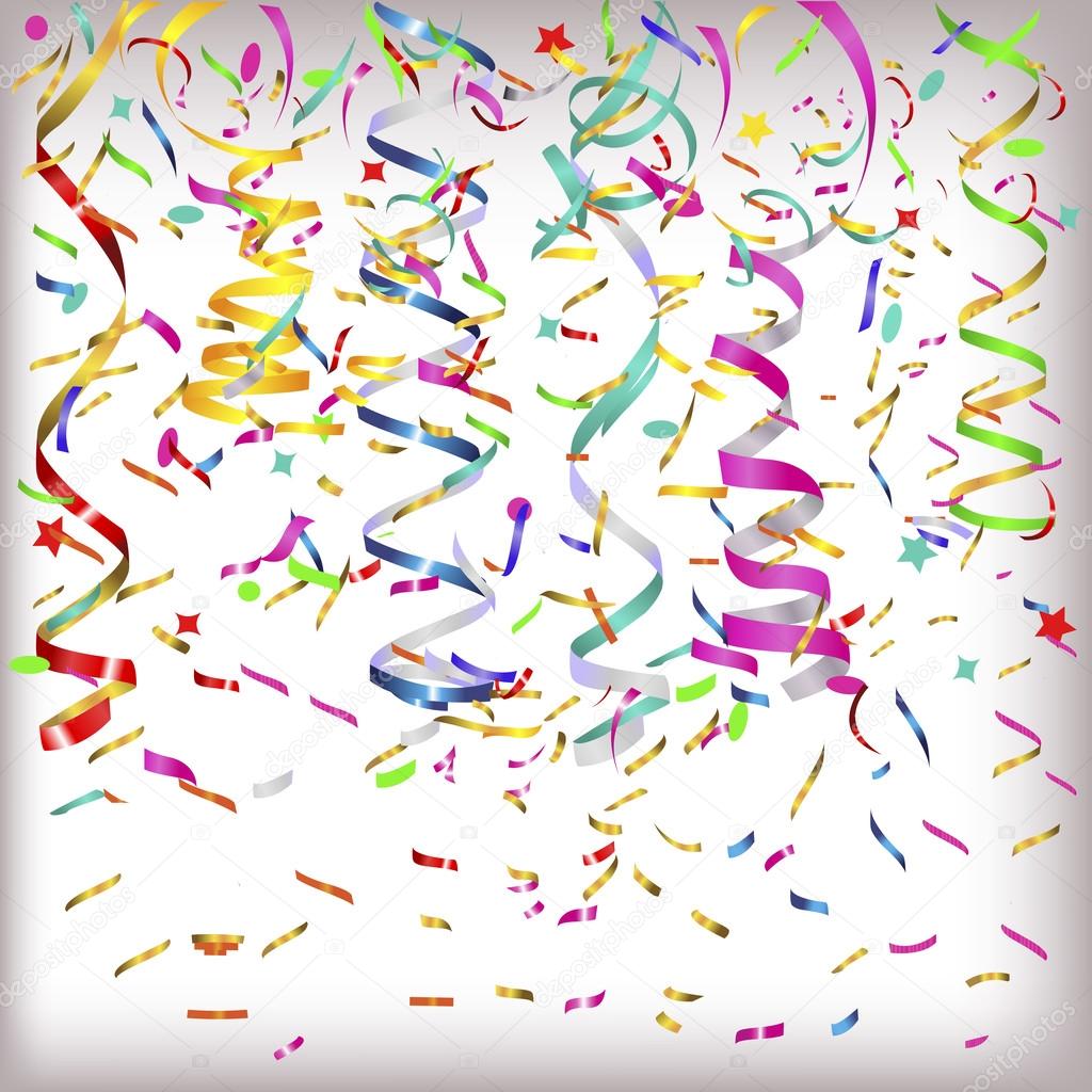 Birthday Background with Streamer and Confetti