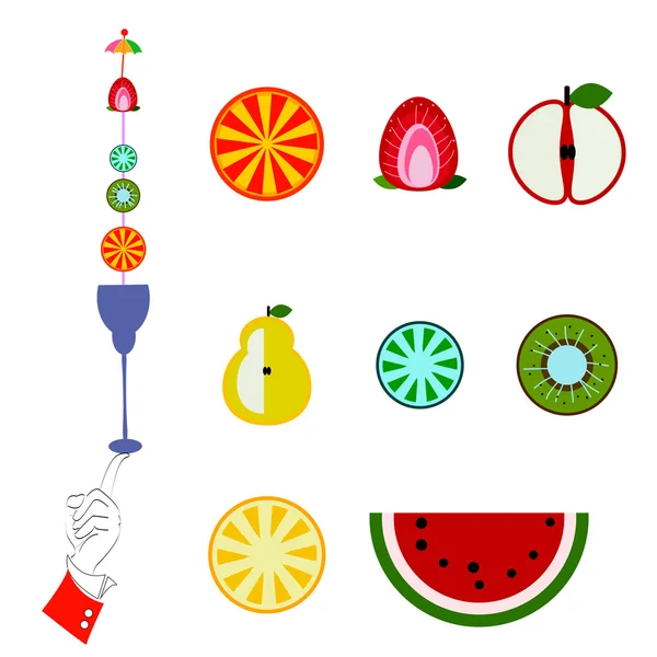 Set of fruit cocktail — Stock Vector