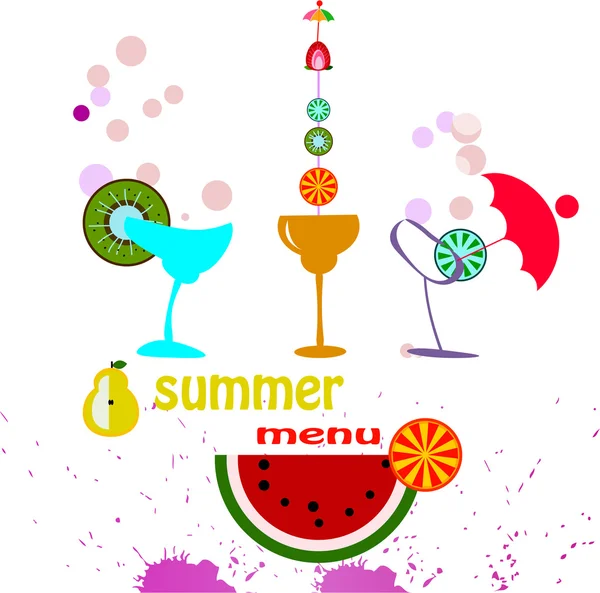 Summer menu with cocktails — Stock Vector