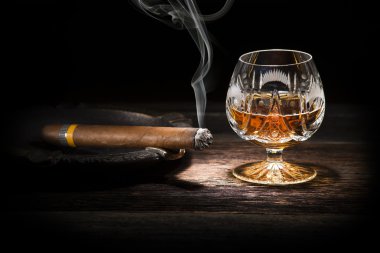 Cognac and cigar clipart