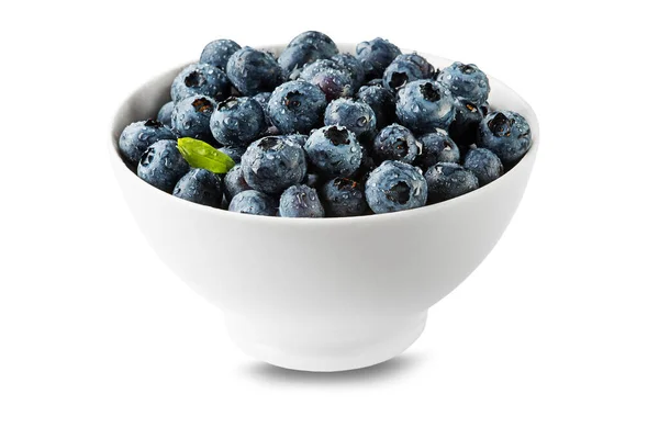 Bowl Healthy Fresh Blueberries Isolated White Background — Stockfoto