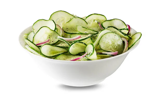 Cucumber Salad Bowl Isolated White Background — 스톡 사진