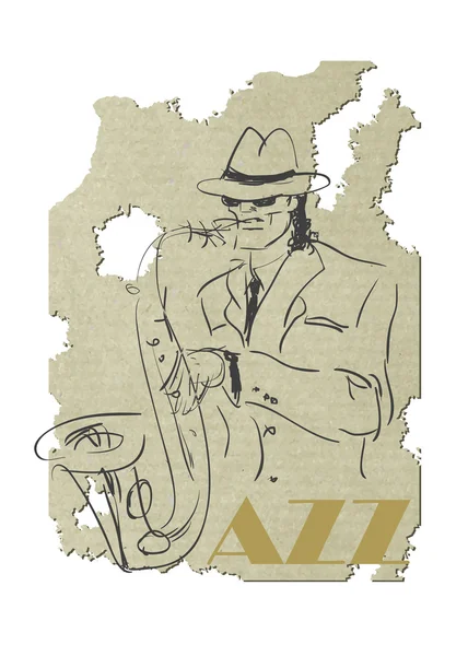 Saxofon spelaren. — Stock vektor