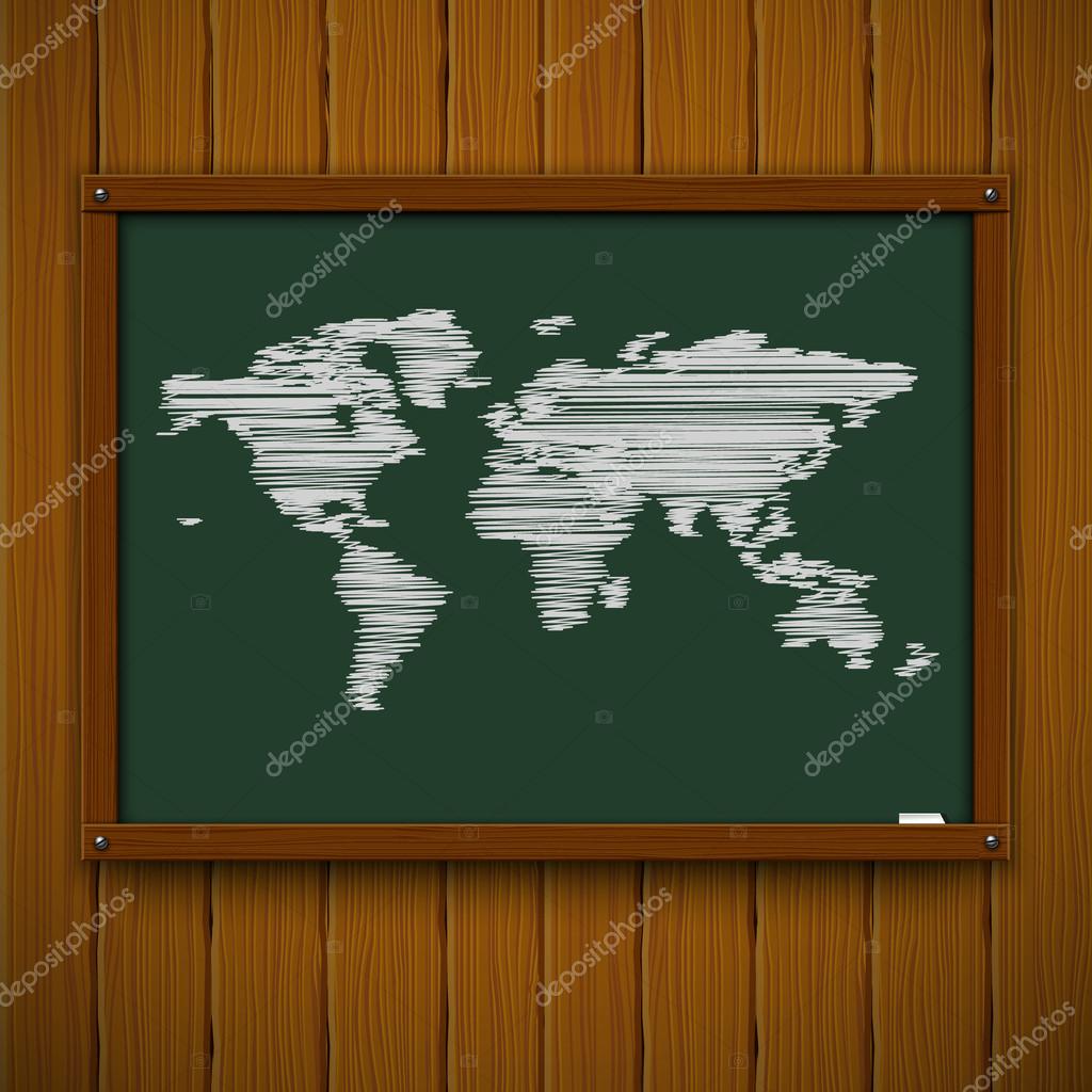 Cadre En Bois Avec Carte Du Monde Image Vectorielle Diddle