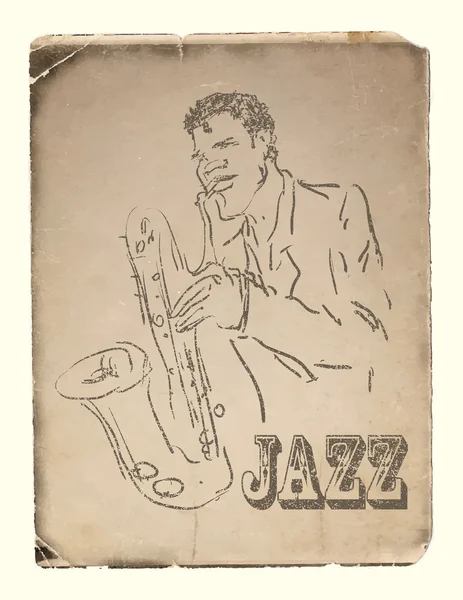 El saxofonista. dibujado a mano. eps8 — Archivo Imágenes Vectoriales