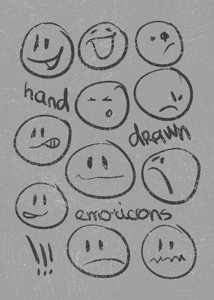 Conjunto de emoticons desenhados à mão. Vetor eps8 —  Vetores de Stock