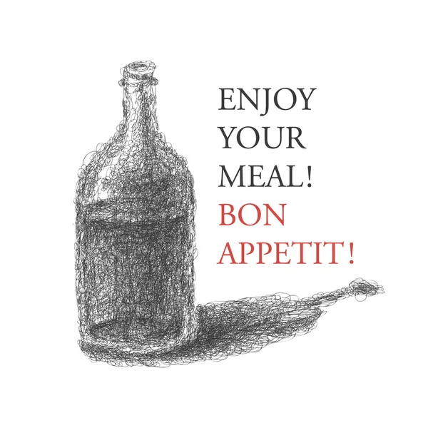 Бутылка вина на коричневом фоне. векторная иллюстрация — стоковый вектор
