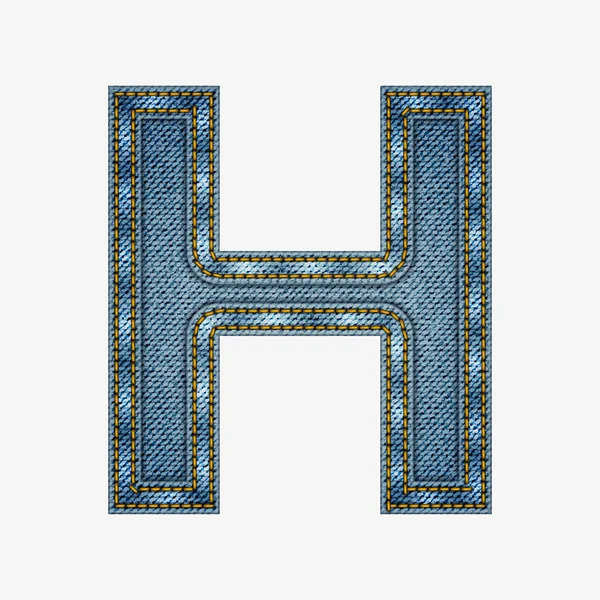 Alphabet isolé en tissu de jeans — Image vectorielle