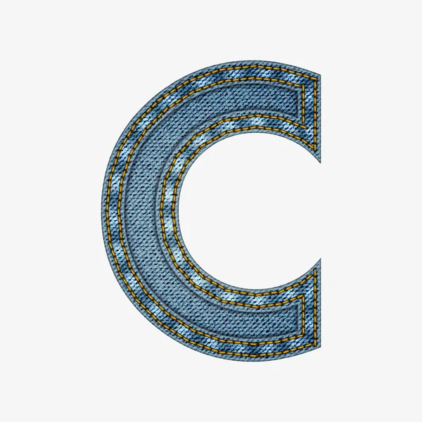 Geïsoleerde alfabet gemaakt van jeans weefsel — Stockvector
