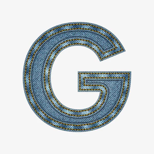 Alphabet isolé en tissu de jeans — Image vectorielle