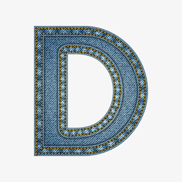 Geïsoleerde alfabet gemaakt van jeans weefsel — Stockvector