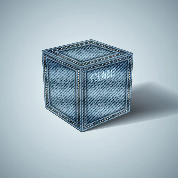 Denim cube on a white background. Vector eps10 — Stock Vector