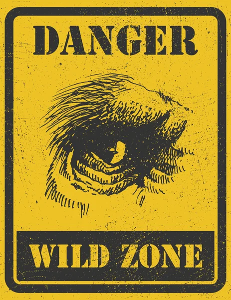 Señal de advertencia. señal de peligro con gorila. eps 8 — Vector de stock