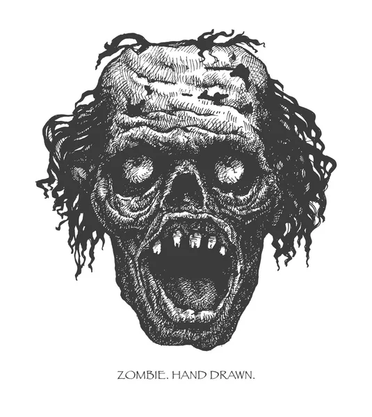 Cabeza de zombi, dibujado a mano, vector eps8 — Vector de stock
