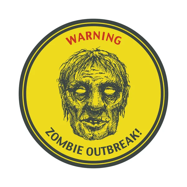 Tête de zombie, dessinée à la main, vecteur eps8 — Image vectorielle