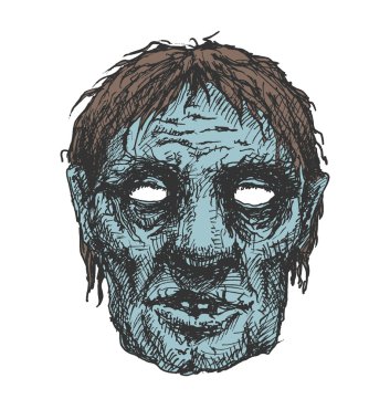 Zombie head, hand drawn, vector eps8 clipart
