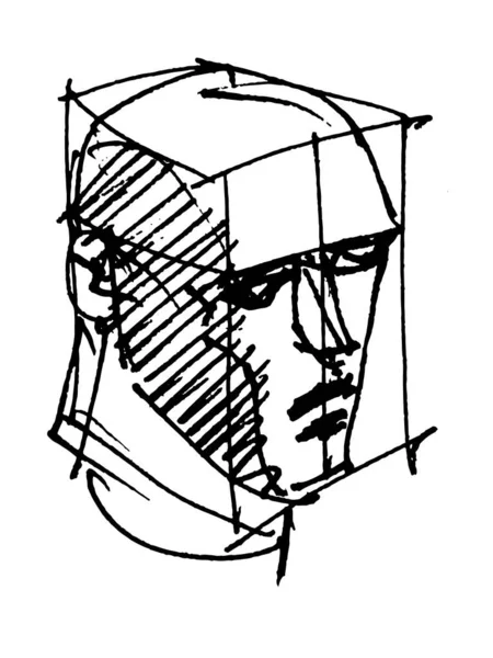 Sketsa untuk potret laki-laki dewasa - Stok Vektor