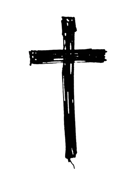 Ruky nakreslené černou grunge kříž. — Stockový vektor