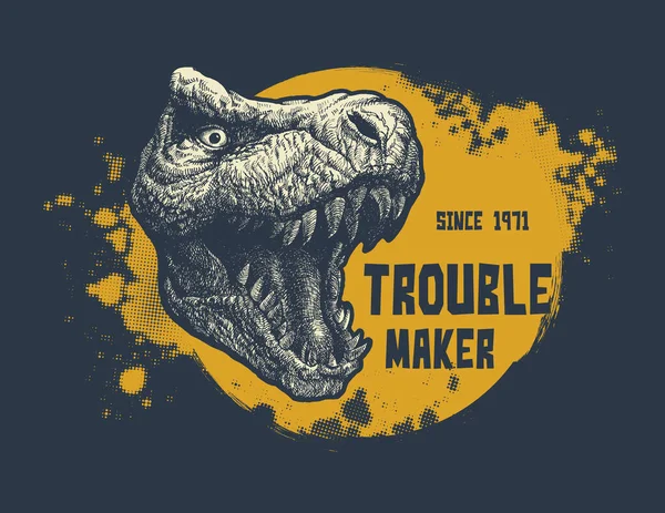 T-shirt typographique vintage avec visage trex. — Image vectorielle