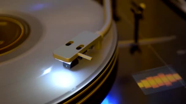 Turntable Transparent Disc Track Illumination — Stock Video