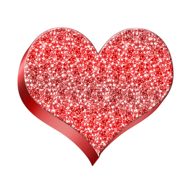 Heart Shiny Diamonds White Background Design Decoration Love Story Photo — Stock Photo, Image