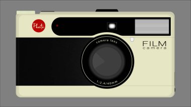 Lens ve flaş vektör illüstrasyonlu kompakt film kamerası Leica minilux