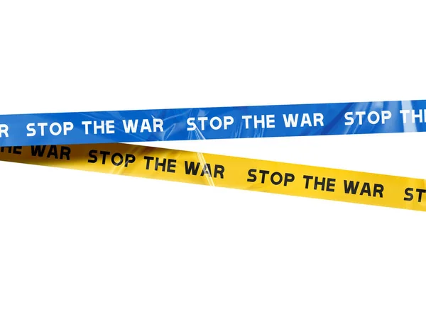 Protective Warning Tape Stop War Colors National Flag Ukraine White — 스톡 사진