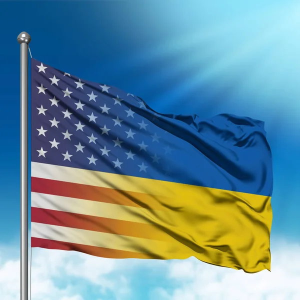 Land Lease Ukraine 2022 Flag Usa Ukraine Blue Sky Clouds — стокове фото