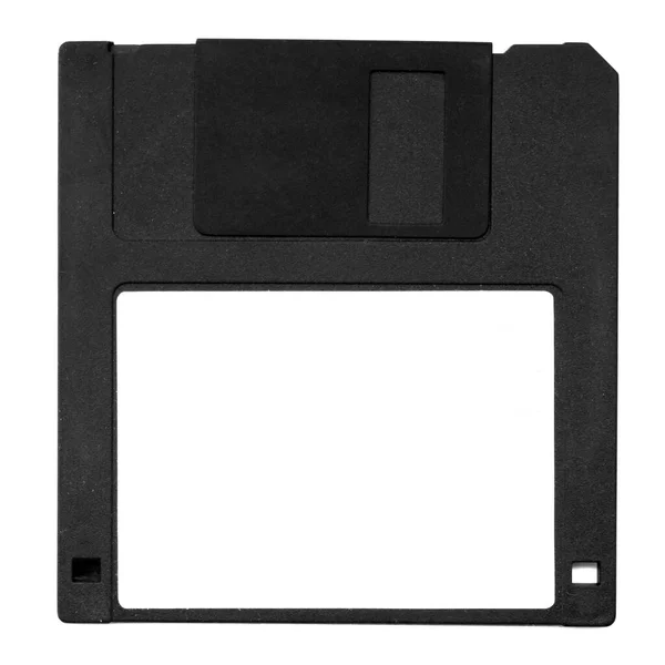 Black Floppy Disk Old Computer White Background — Stock Photo, Image