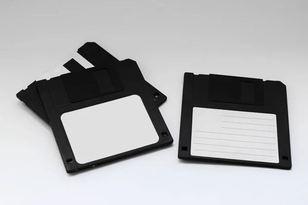 Black Floppy Disk Old Computer White Background — Stock Photo, Image