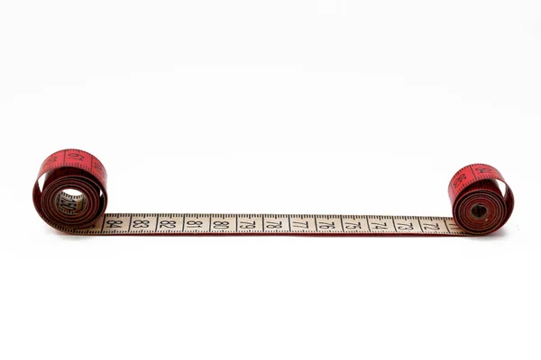 Zentimeter Schneiderband Beidseitig Rot Auf Weißem Hintergrund — Stockfoto