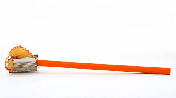 Orange Pencil Sharpener White Background — Stock Photo, Image