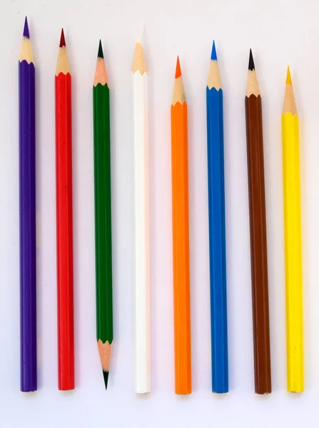 Multicolored Pencils Drawing Art White Background — Fotografia de Stock