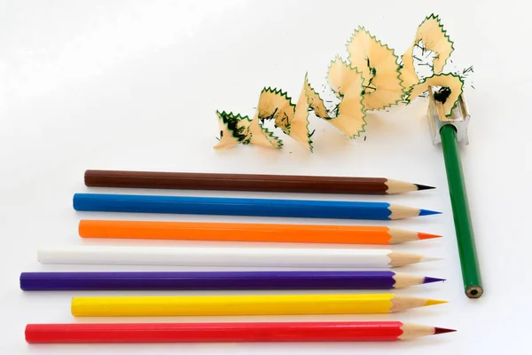 Multicolored Pencils Drawing Art White Background — Stockfoto