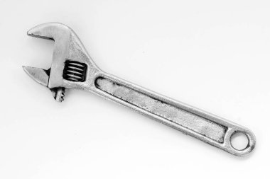 swedish type adjustable wrench made of tool steel isolated on white background closeup