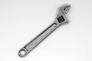 swedish type adjustable wrench made of tool steel isolated on white background closeup