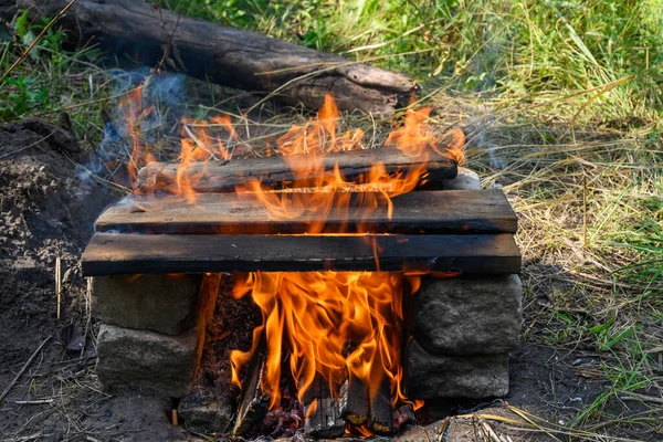 Old Wooden Boards Burn Fire Background Wallpaper — Stock fotografie