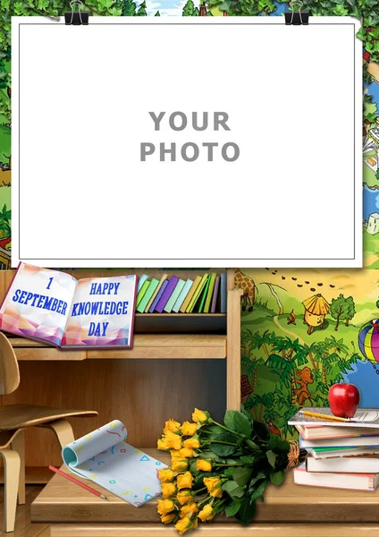 Knowledge Day September School Photo Frame Inserting Photos — Photo