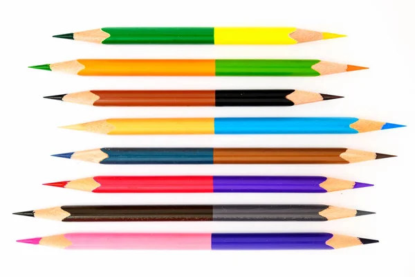 Multi Colored Pencils Drawing White Background — Stockfoto