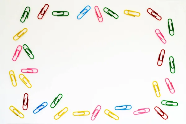 school frame in the form of paper clips on a white background