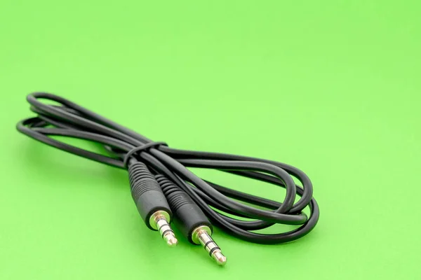 Mini Jack Mini Jack Connecting Cable Black Close — Foto Stock