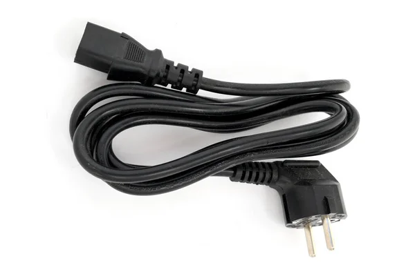 Iec Vde Computer Power Cord Euro Plug Close Isolated White — 图库照片