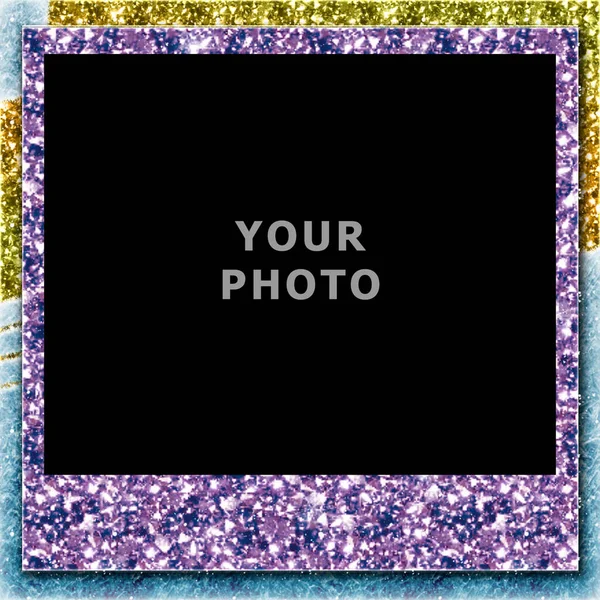Bright Square Photo Frame Diamond Background Insert Your Photo — Stock fotografie