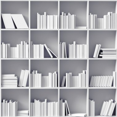 White bookshelves clipart